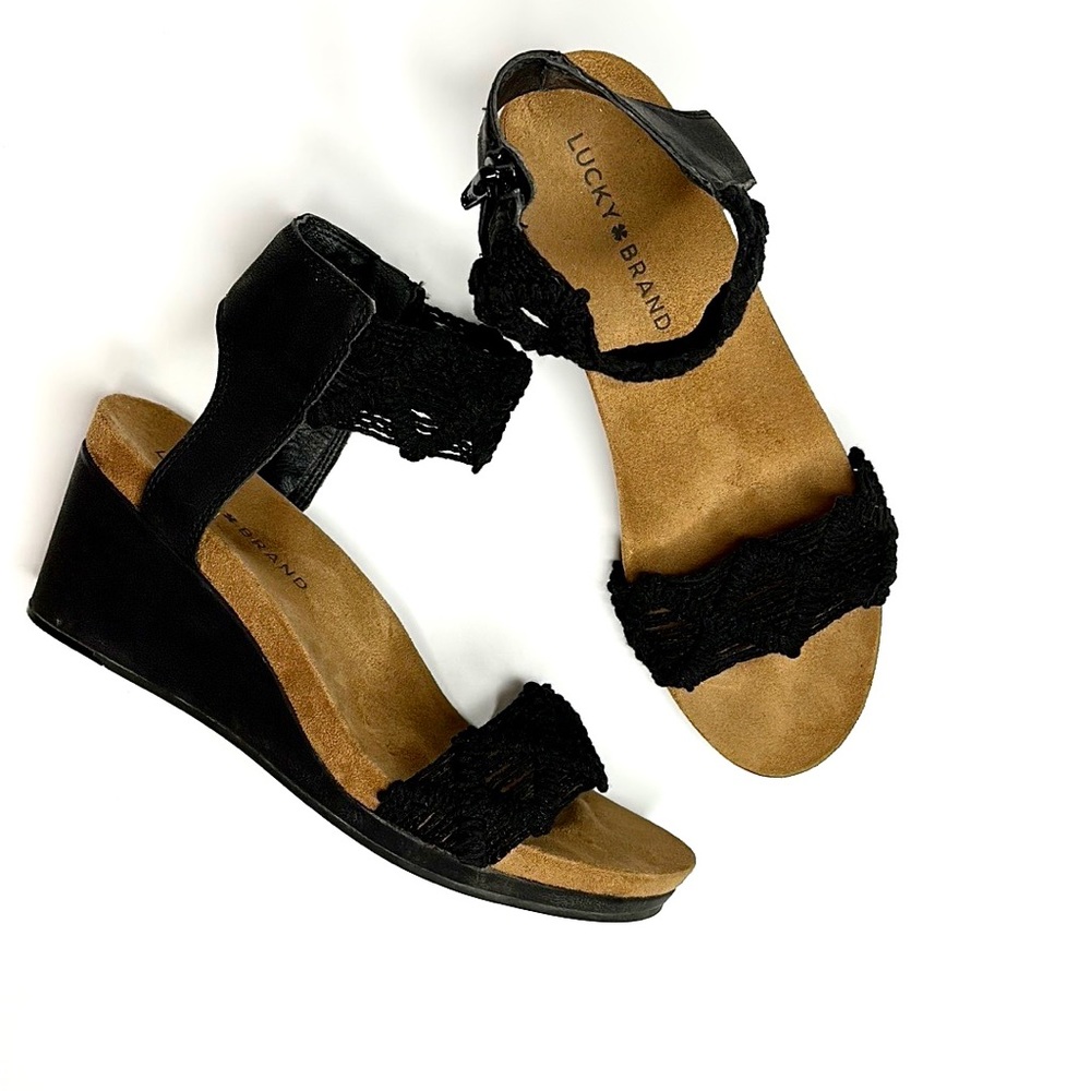 LUCKY BRAND— Kiero Black Woven Wedge Sandal